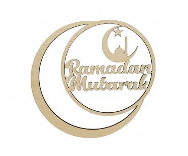 Ring mit Mond - Ramadan Mubarak - aus Holz