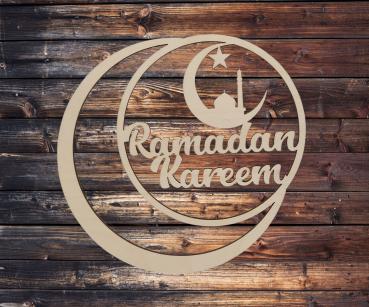 Ring mit Mond - Ramadan Kareem - aus Holz