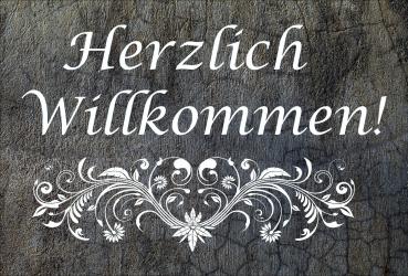 Dekoschild - Herzlich Willkommen + Ranke