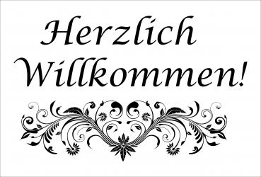 Dekoschild - Herzlich Willkommen + Ranke