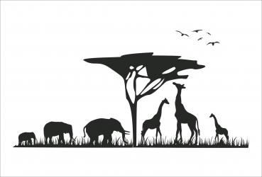 Dekoschild - Afrika Giraffen/Elefanten
