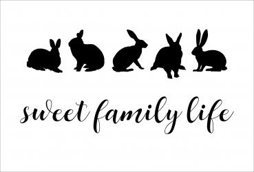 Dekoschild - sweet family life + Hasen