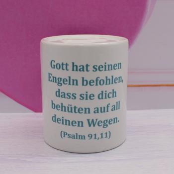 Spardose Taufe - Gott hat seinen Engeln befohlen, - Wunschname/Datum/männlich/weiblich/Taufspruch