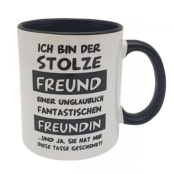 Tasse - stolze Freund - fantastische Freundin - schwarz