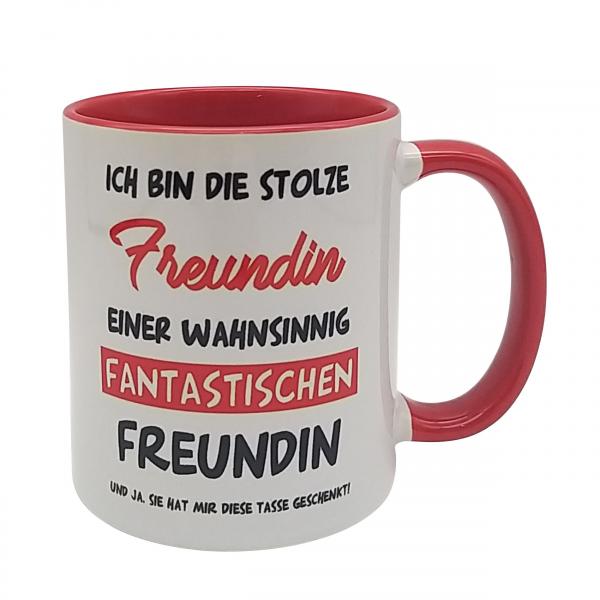 Tasse - stolze Freundin - fantastischen Freundin - rot/schwarz