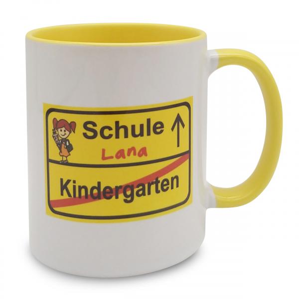 Tasse - Schild gelb Name drin Mädchen