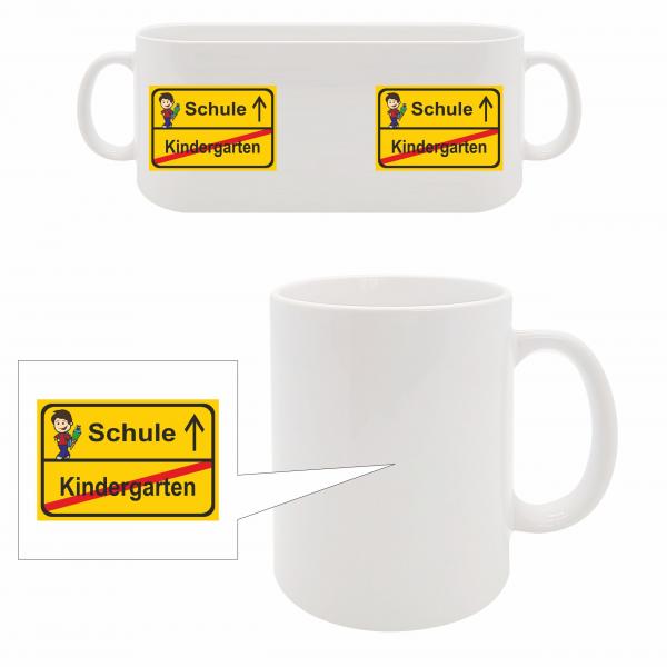 Tasse - Schild Schule/Kindergarten Junge