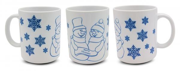 Tasse - Schneemannpaar blau