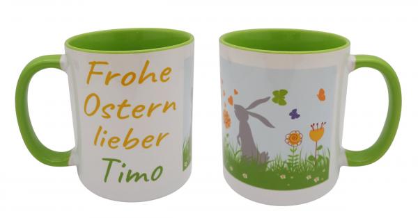 Tasse - Frohe Ostern - Hase + Wunschname