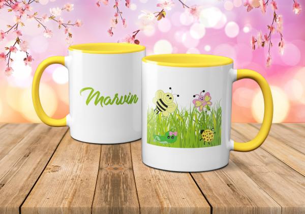 Tasse Frühling - Frühlingswiese - Wunschname