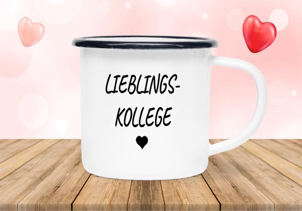 Emailletasse Lieblings... - Lieblingskollege - Emaillebecher weiß - 2 Größen