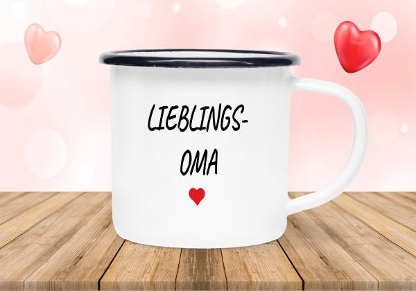 Emailletasse Lieblings... - Lieblingsoma - Emaillebecher weiß - 2 Größen