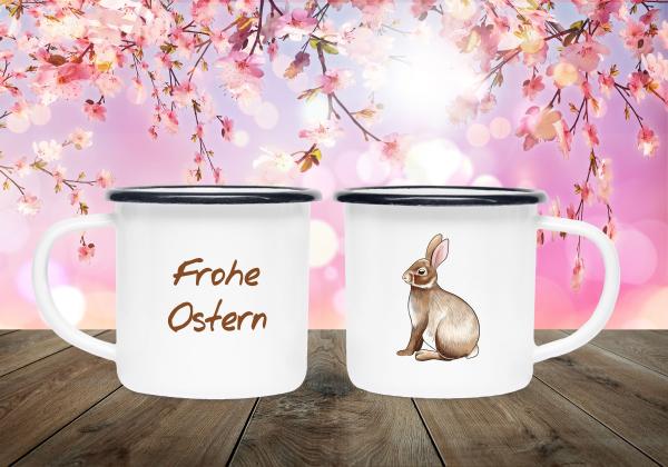 Emailletasse Ostern - Frohe Ostern mit Osterhase