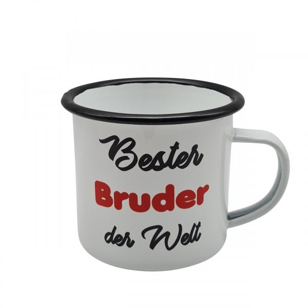 Emaillebecher - Bester Bruder der Welt - weiß - 2 Größen