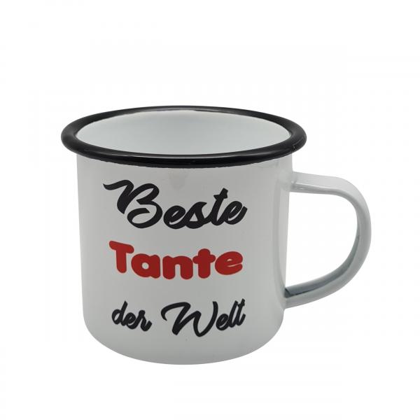 Emaillebecher - Beste Tante der Welt - weiß - 2 Größen