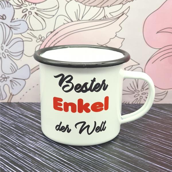 Emaillebecher - Bester Enkel der Welt - weiß - 2 Größen