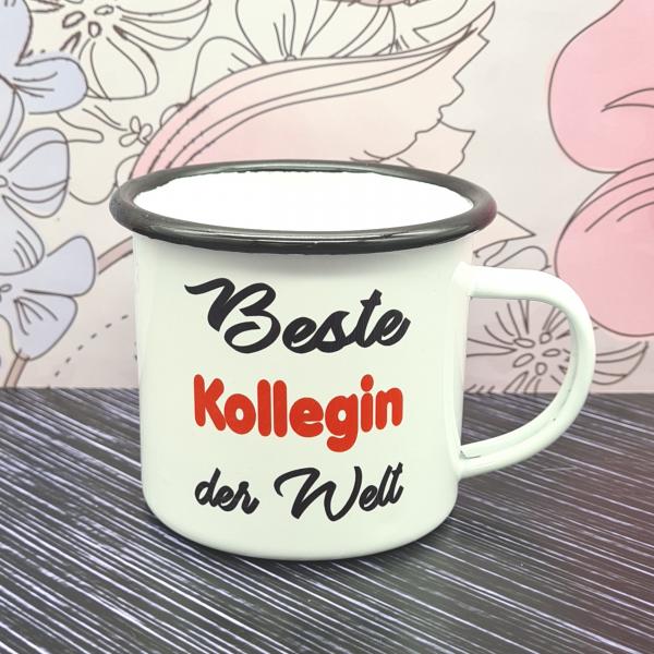 Emaillebecher - Beste Kollegin der Welt - weiß - 2 Größen