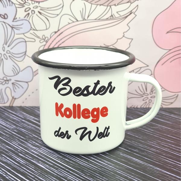 Emaillebecher - Bester Lehrer der Welt - weiß - 2 Größen