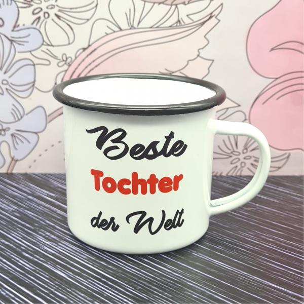 Emaillebecher - Beste Tochter der Welt - weiß - 2 Größen