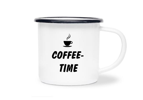 Tasse Kaffee - Coffee-time (Kaffeetasse) - Emaillebecher weiß - 2 Größen