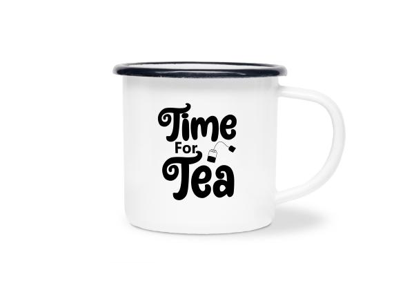 Tasse Tee - Time for Tea (Teebeutel) - Emaillebecher weiß - 2 Größen