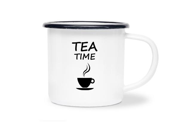 Tasse Tee - TEA TIME (Teetasse) - Emaillebecher weiß - 2 Größen