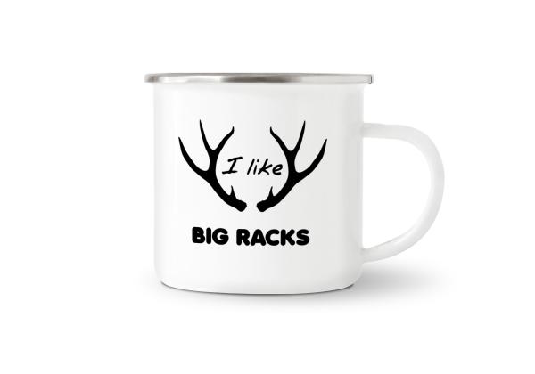 Tasse Jagd - I like BIG RACKS - Emaillebecher weiß - 2 Größen