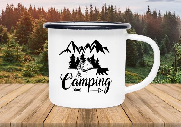 Camping Tasse - wild camping - Emaillebecher weiß - 2 Größen