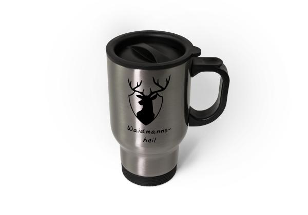 Edelstahl-Thermobecher Jagd - Hirschlogo Waidmannsheil