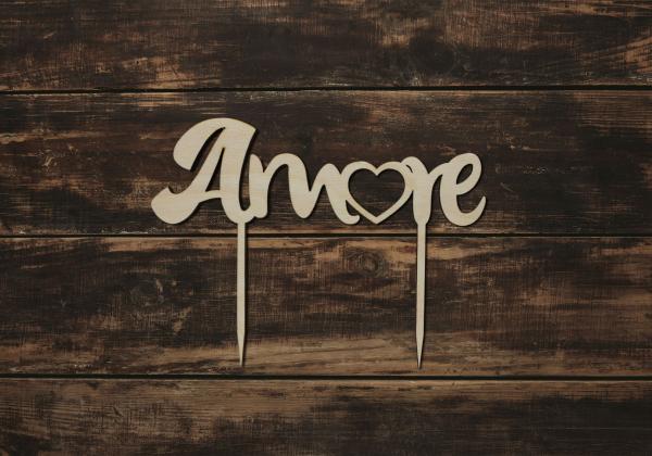 Tortenstecker Amore aus Holz