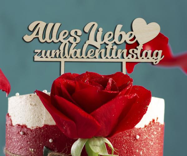 Tortenstecker Alles Liebe zum Valentinstag aus Holz