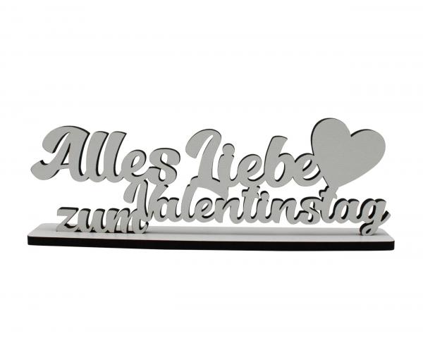 Schriftzug Alles Liebe zum Valentinstag aus Holz in weiß