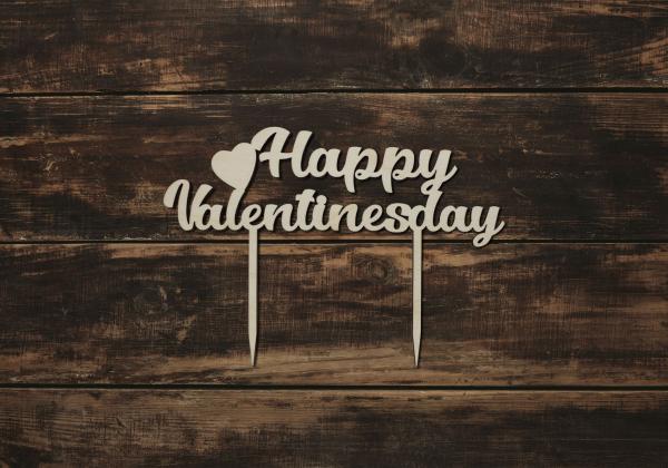 Tortenstecker Happy Valentinesday aus Holz