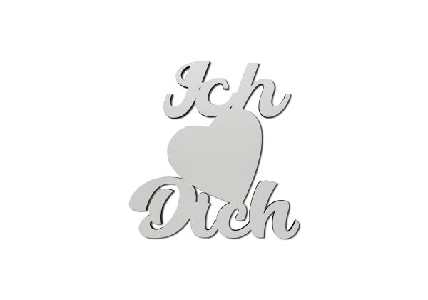 Schriftzug Ich liebe dich aus Holz in weiß