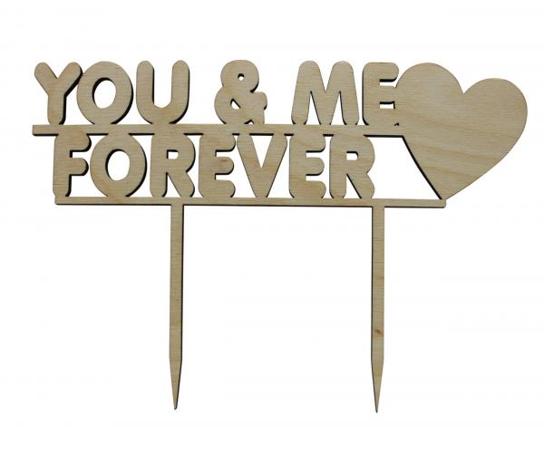 Tortenstecker You & me forever aus Holz