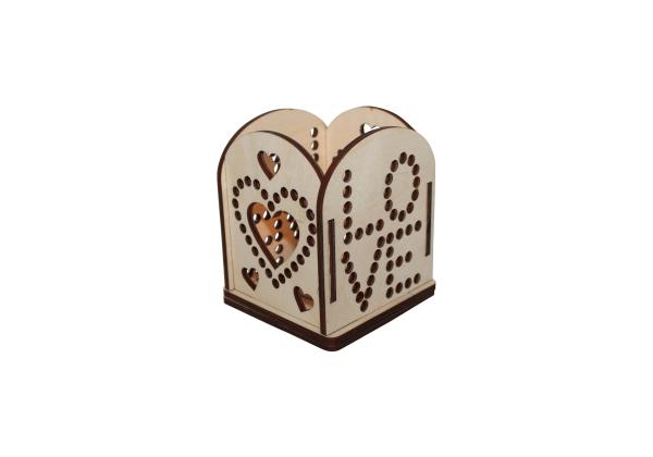 Teelicht Kerzenhalter - Love - aus Holz