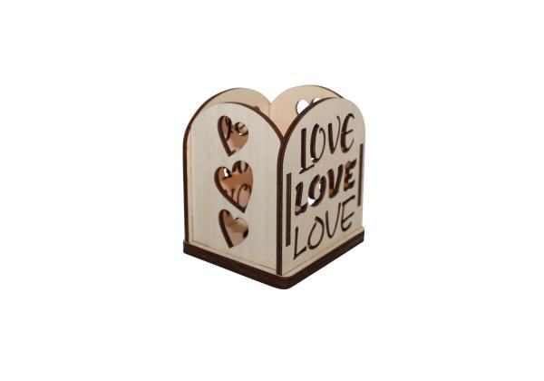 Teelicht Kerzenhalter - Love - aus Holz