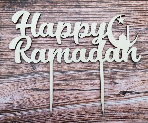 Tortenstecker Happy Ramadan aus Holz