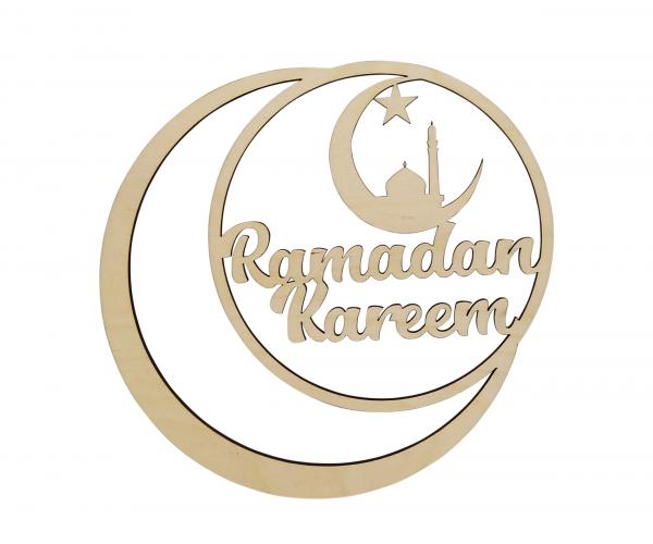 Ring mit Mond - Ramadan Kareem - aus Holz