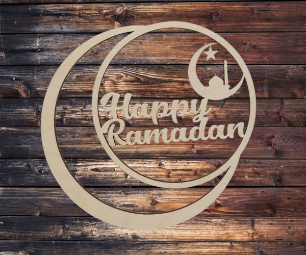 Ring mit Mond - Happy Ramadan - aus Holz