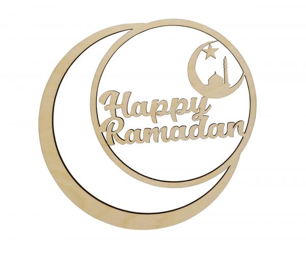 Ring mit Mond - Happy Ramadan - aus Holz