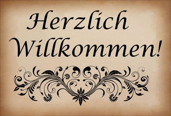 Dekoschild - Herzlich Willkommen + Ranke