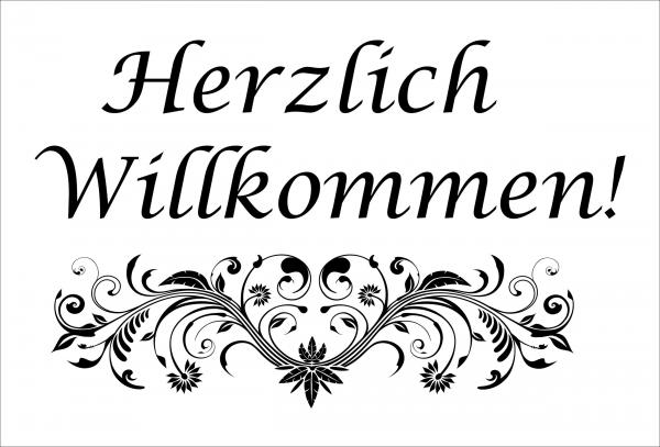 Dekoschild - Herzlich Willkommen + Ranke