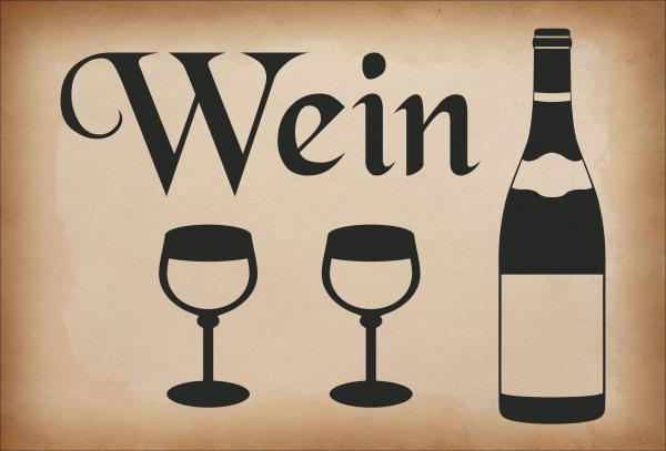 Dekoschild - Wein Weinflasche + 2 Weingläser