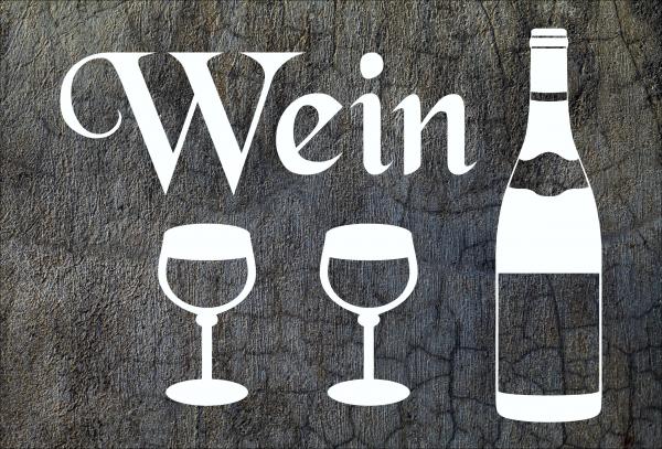 Dekoschild - Wein Weinflasche + 2 Weingläser