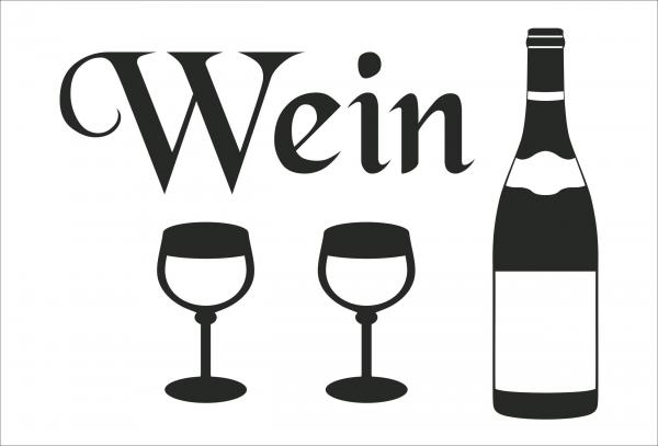 Dekoschild - Wein Weinflasche + 2 Weingläser